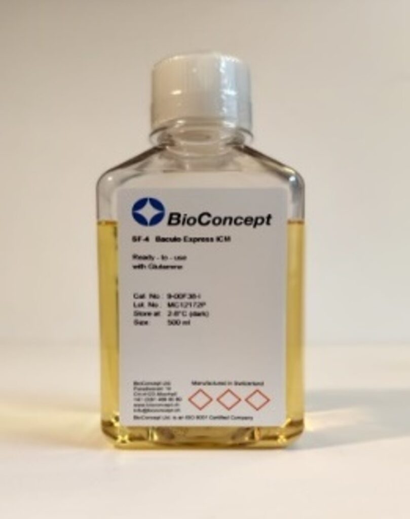BioConcept SF-4 Baculo Express ICM “ready to use” media bottle, 500ml. Product 9-00F38-I